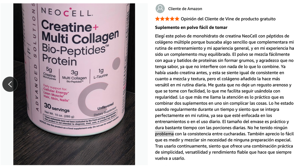 Creatina monohidratada + Multi Colágeno Bio-Péptido Protein + L-Taurine - Sin sabor 30 servicios
