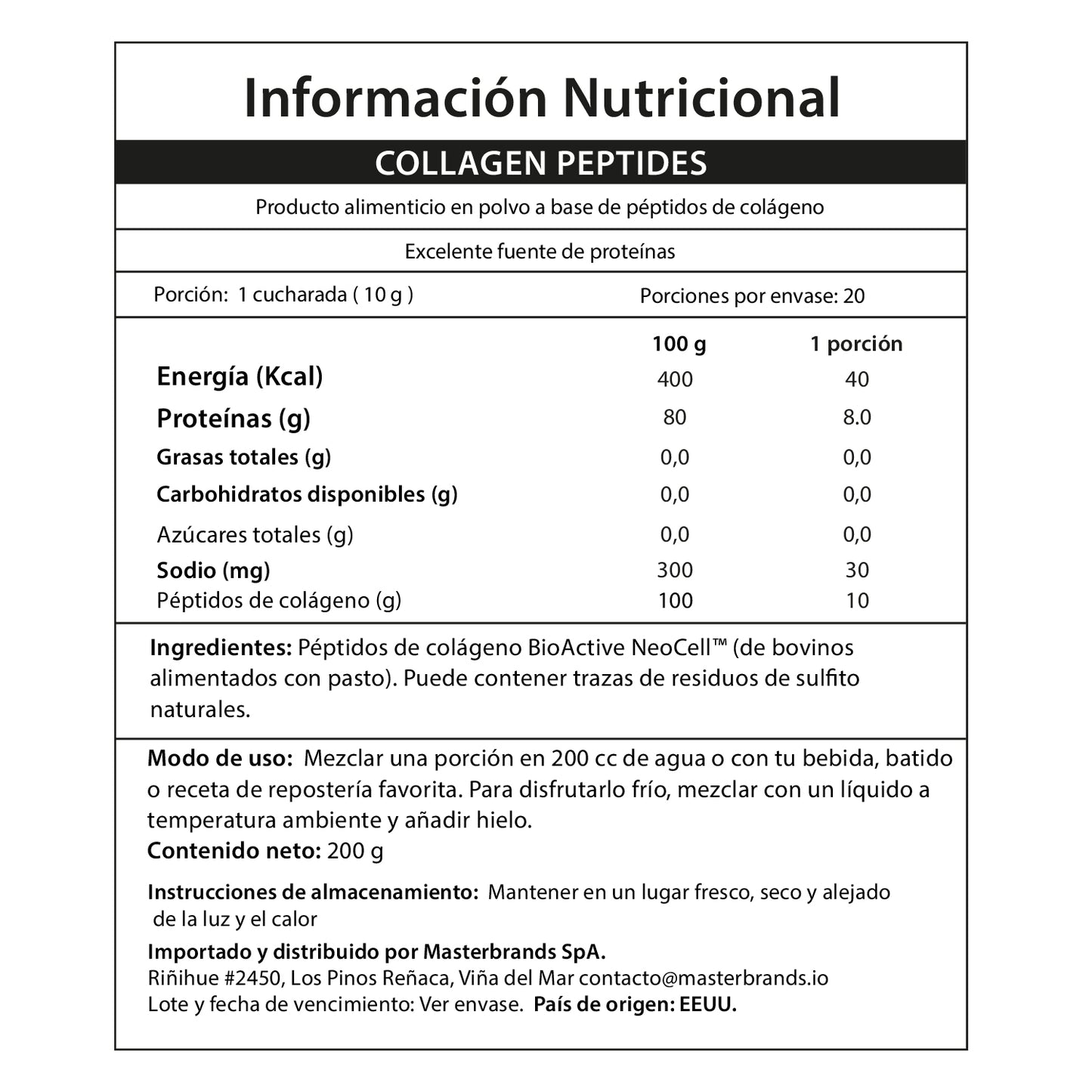 Colágeno Péptidos (hidrolizado) Grassfed Powder "Hair, Skin, Nails & Joint" | Polvo Sin sabor