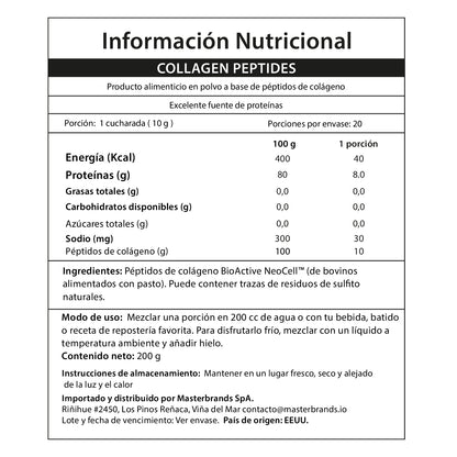 Colágeno Péptidos (hidrolizado) Grassfed Powder "Hair, Skin, Nails & Joint" | Polvo Sin sabor
