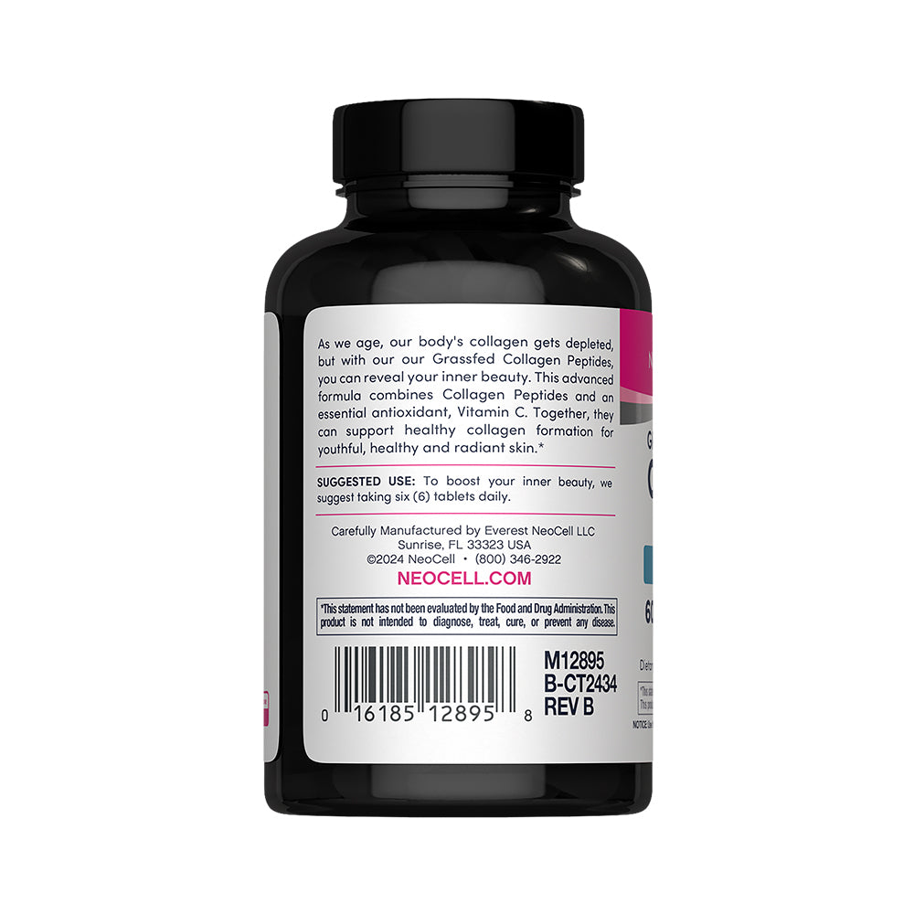 Colágeno Péptidos (hidrolizado) 1 y 3 Grassfed + Vitamina C 6.000 mg | Tabletas