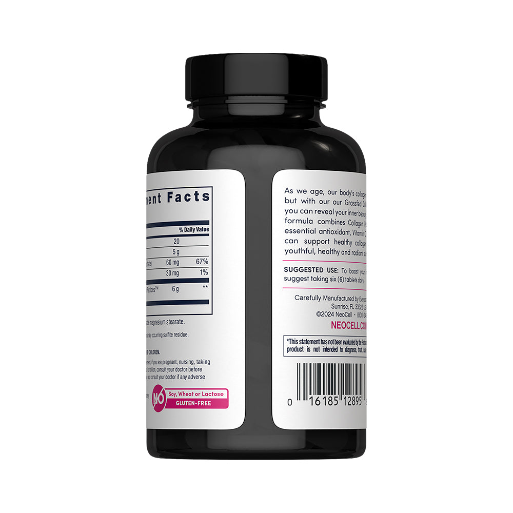 Colágeno Péptidos (hidrolizado) 1 y 3 Grassfed + Vitamina C 6.000 mg | Tabletas