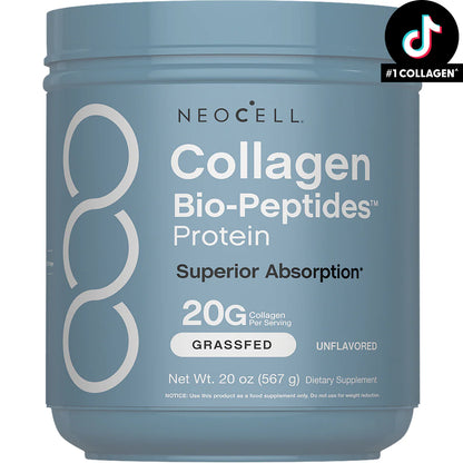 Colágeno Bio-Péptidos (hidrolizado) Grassfed de Absorción Superior 20 gr. + Proteína 18 gr. | Polvo sin sabor