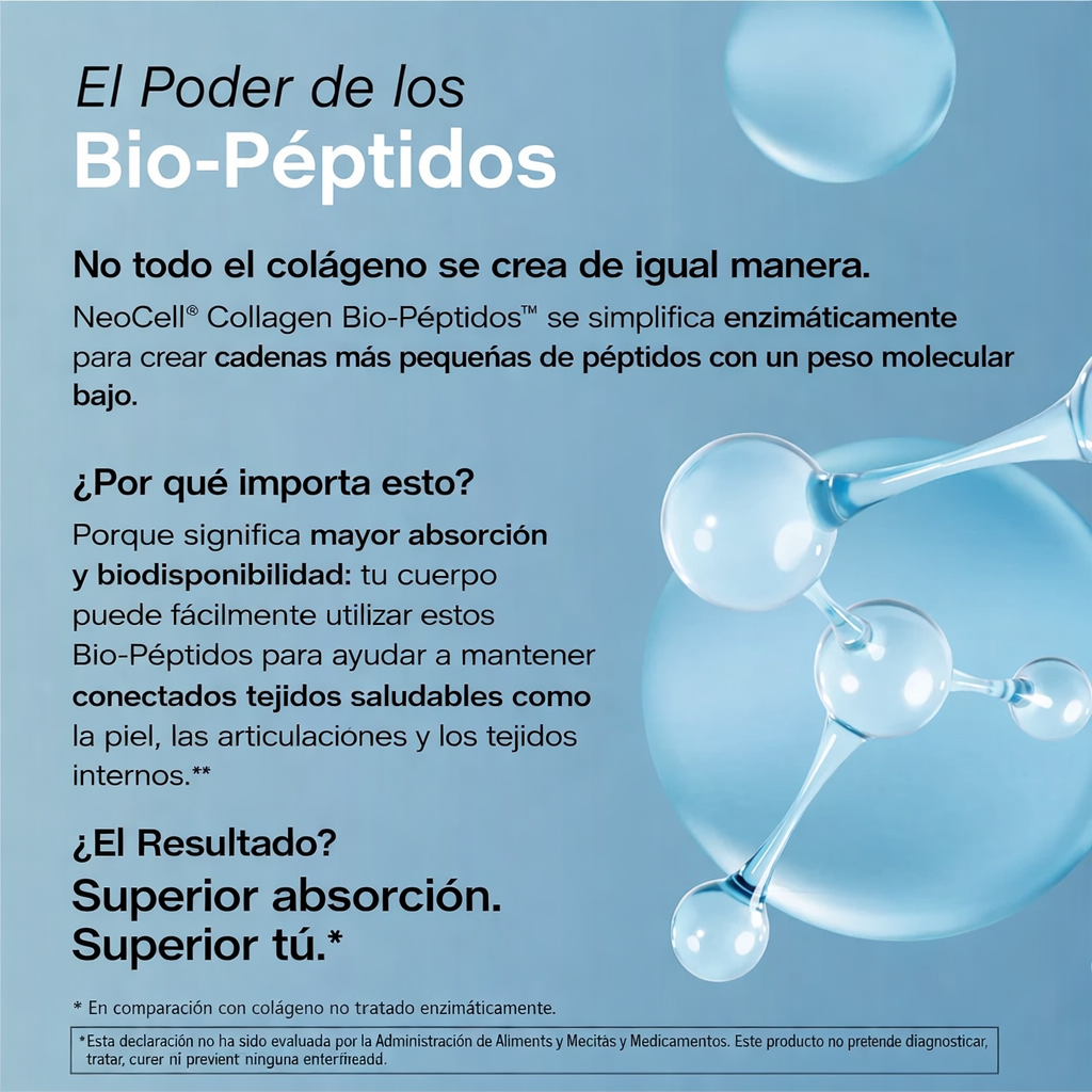 Colágeno Bio-Péptidos (hidrolizado) Grassfed de Absorción Superior 20 gr. + Proteína 18 gr. | Polvo sin sabor
