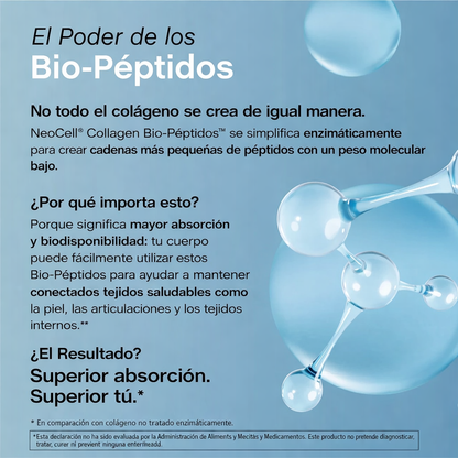Colágeno Bio-Péptidos (hidrolizado) Grassfed de Absorción Superior 20 gr. + Proteína 18 gr. | Polvo sin sabor